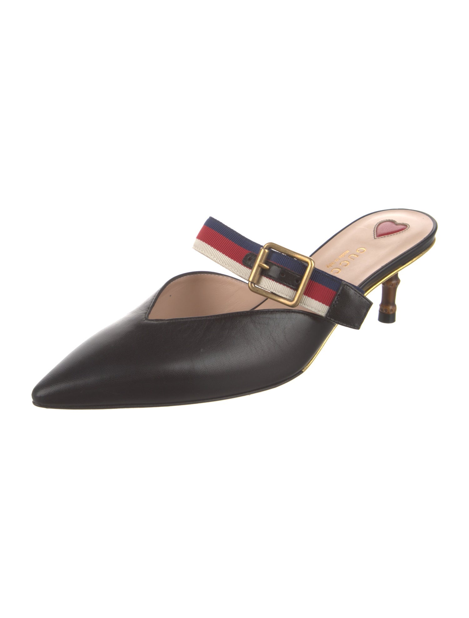 Gucci Web Accent Leather Mules