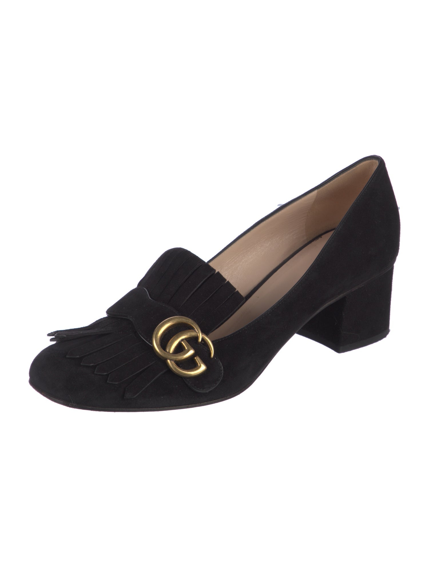 Gucci Double G Logo Suede Pumps