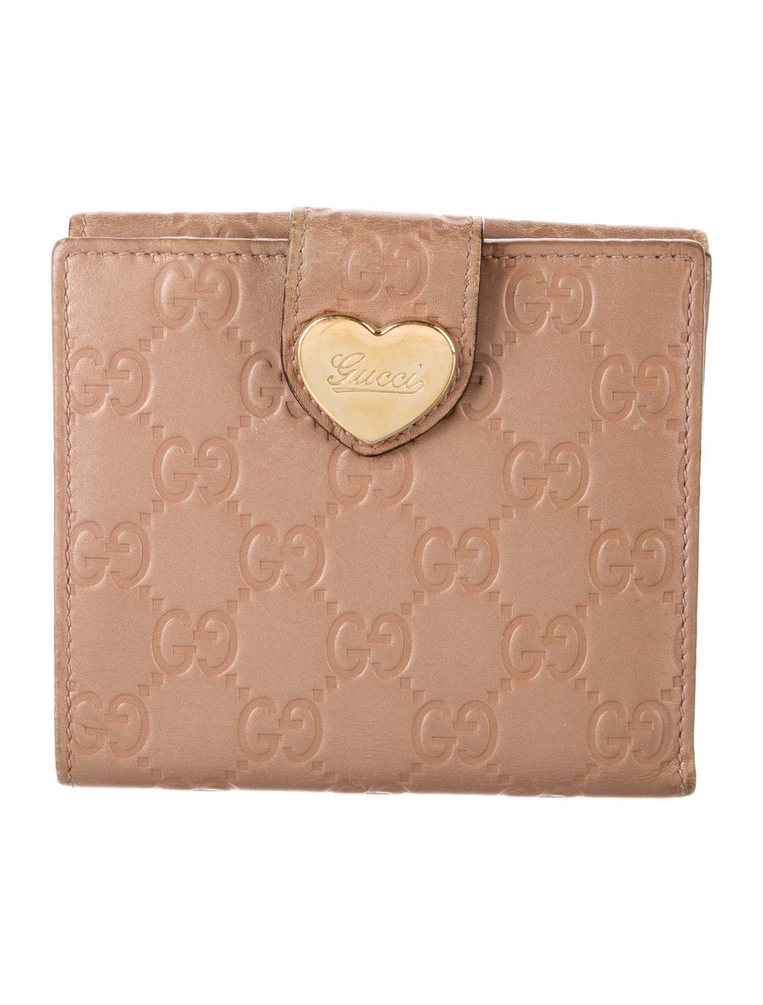 Gucci Guccissima Heart French Wallet GG Signature Compact Wallet