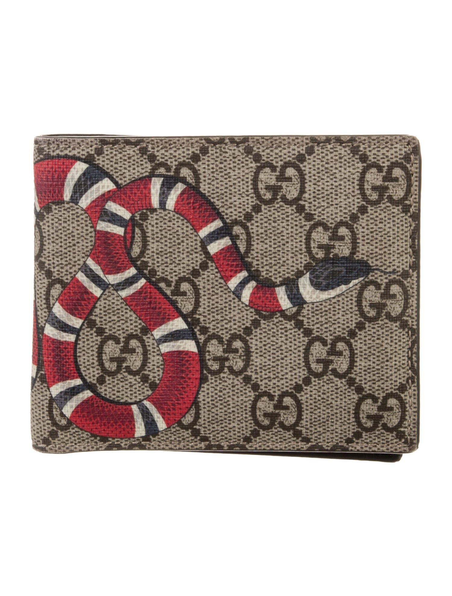 Gucci Kingsnake Bi Fold Wallet GG Supreme Wallet