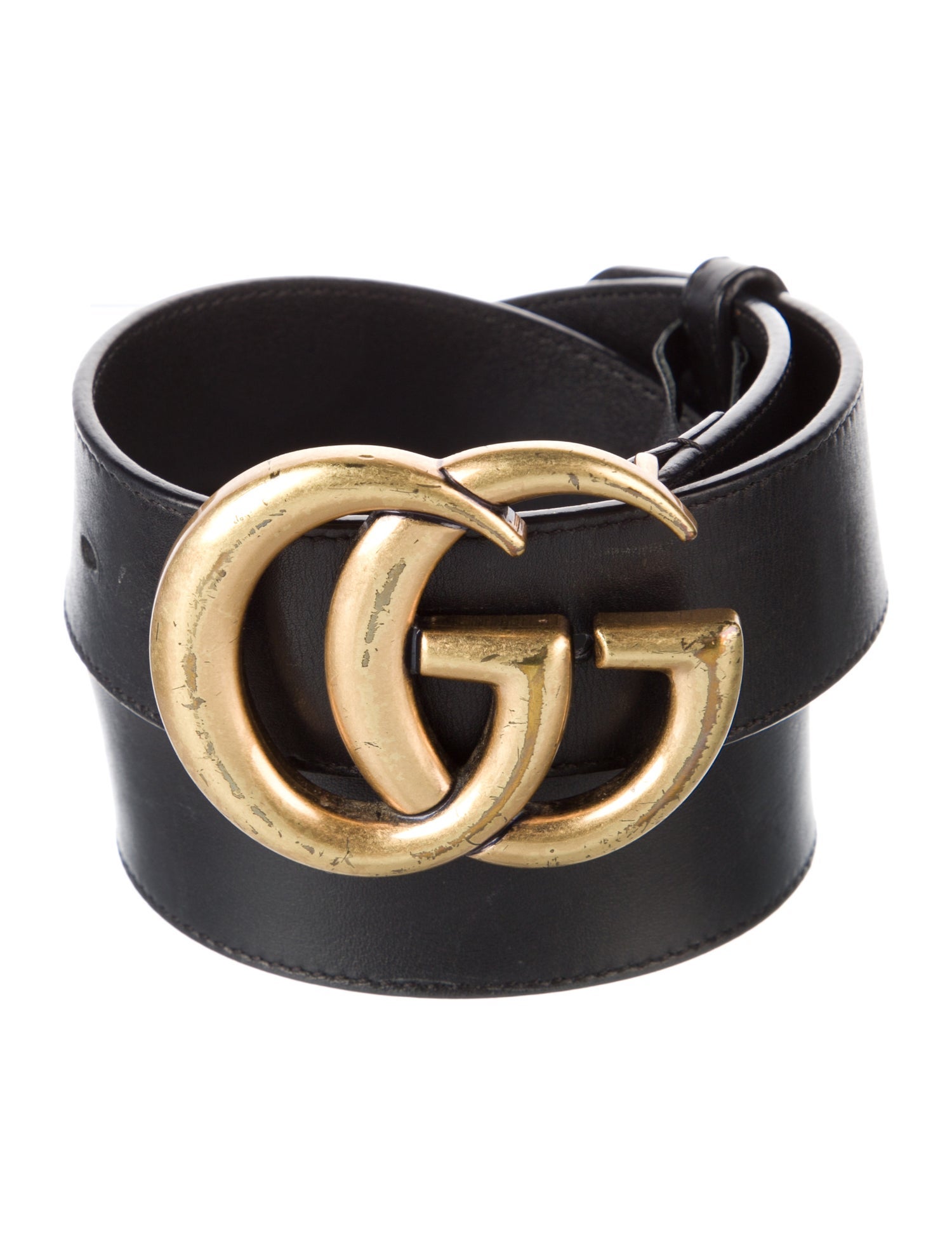 Gucci Double G Logo Leather Belt