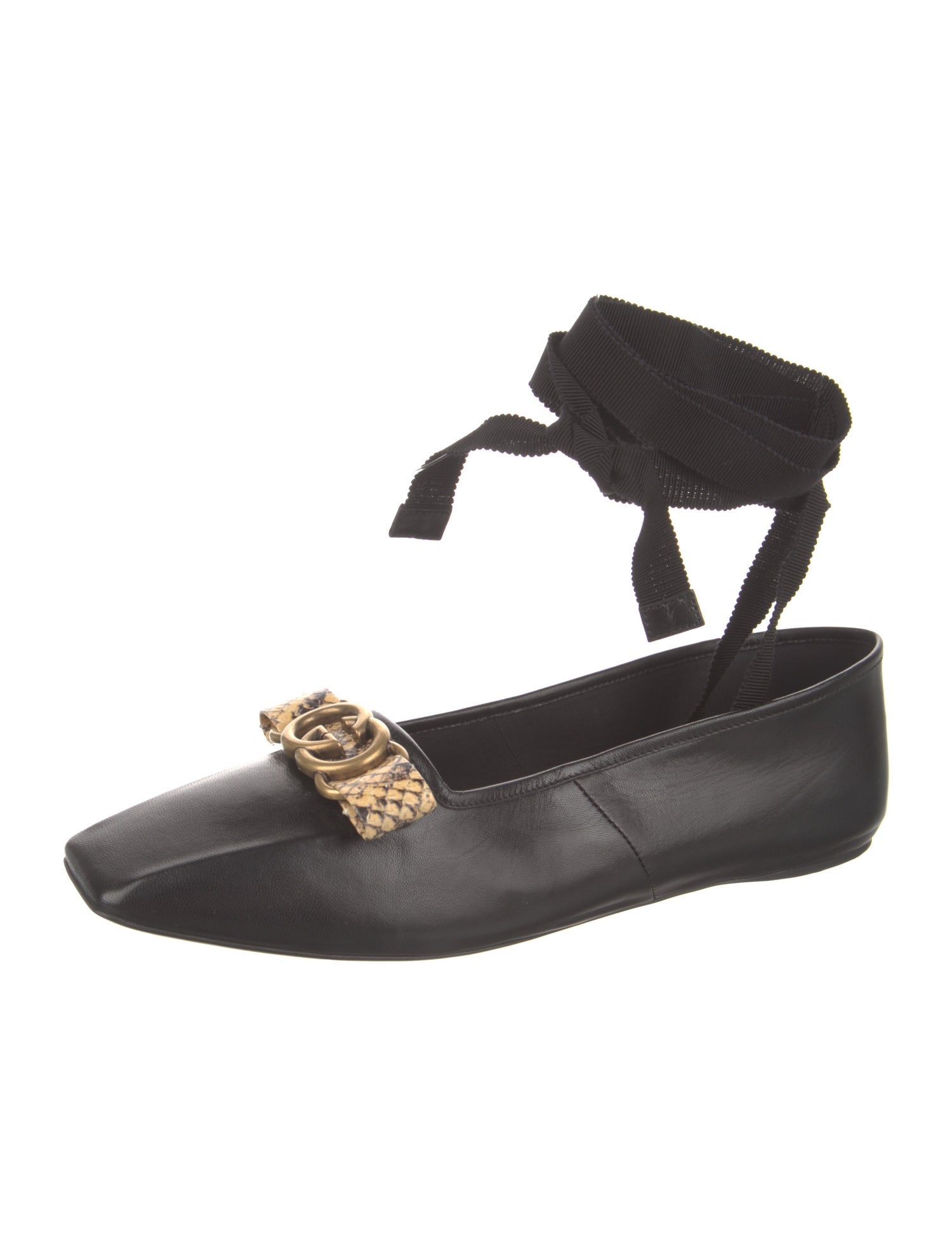 Gucci Interlocking G Logo Leather Ballet Flats w/ Tags