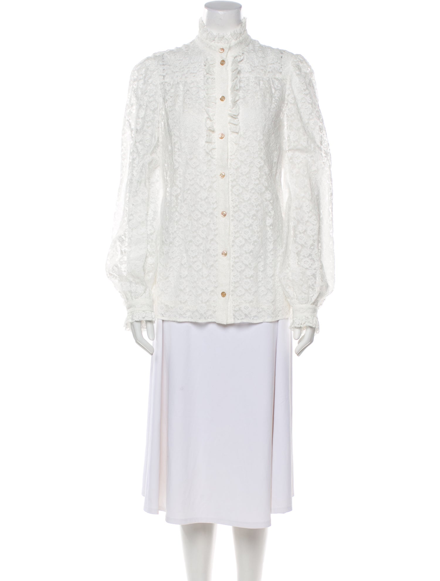 Gucci 2021 Lace Pattern Button-Up Top w/ Tags