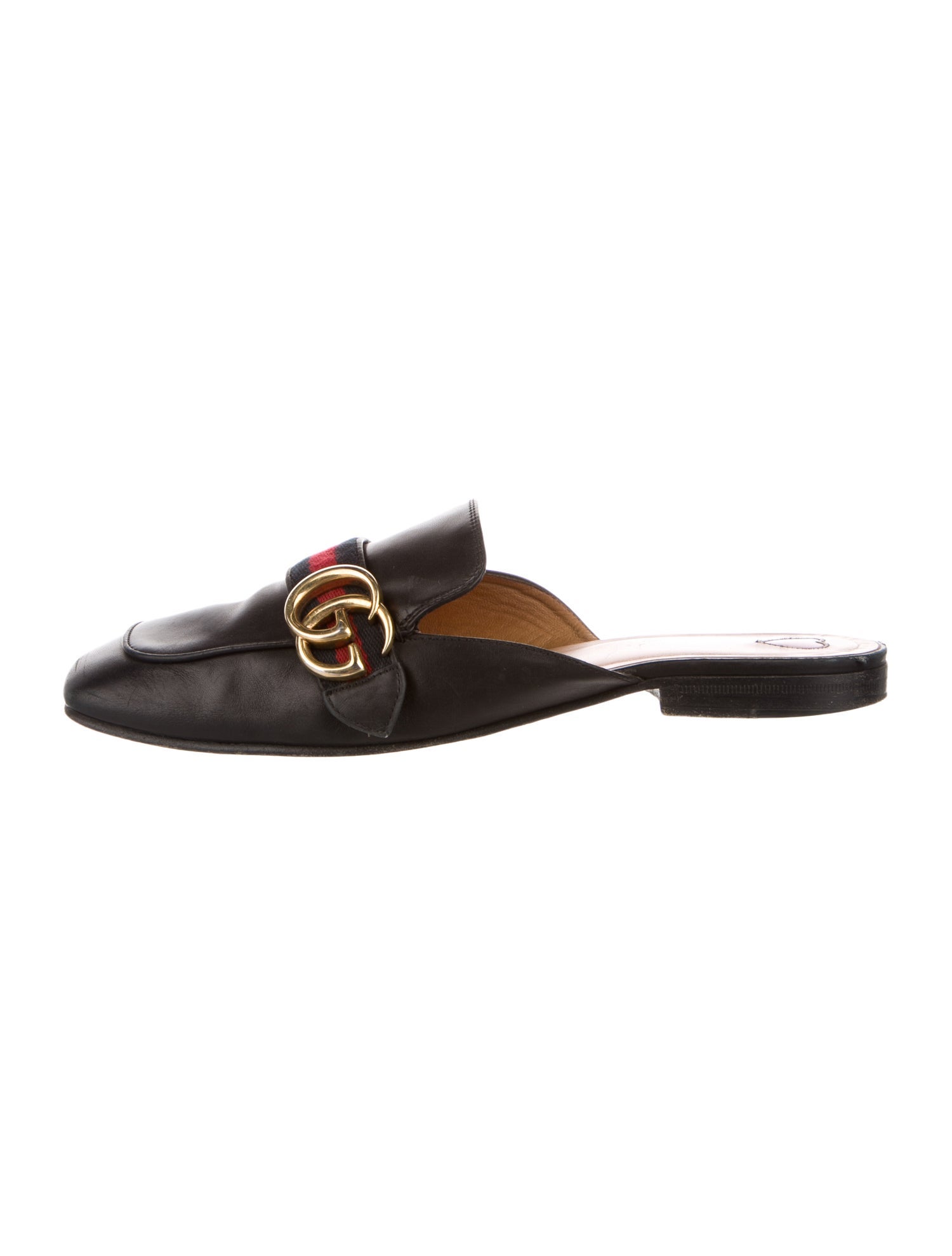 Gucci Double G Logo Leather Mules