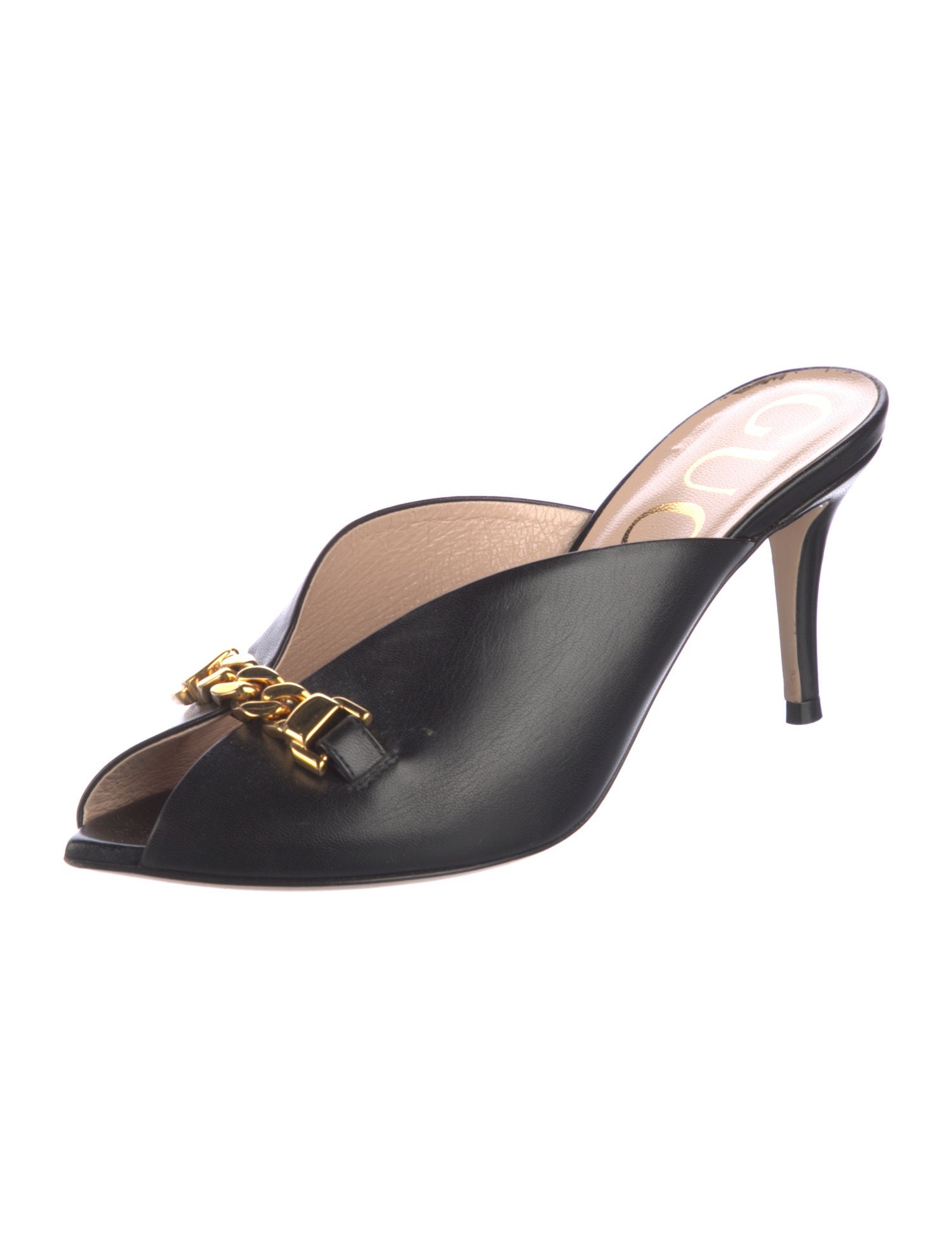 Gucci Interlocking G Logo Leather Mules