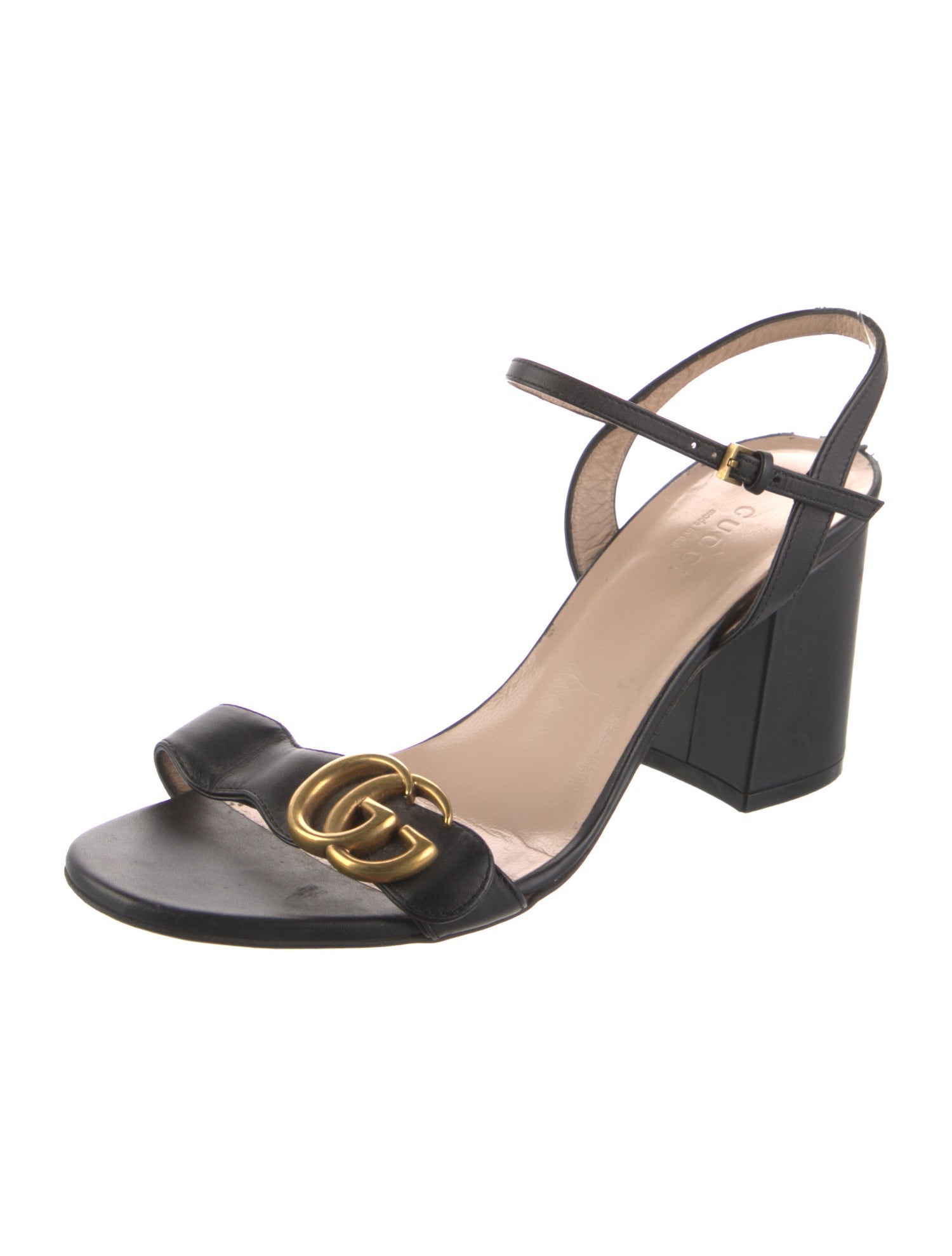 Gucci Double G Logo Leather Sandals