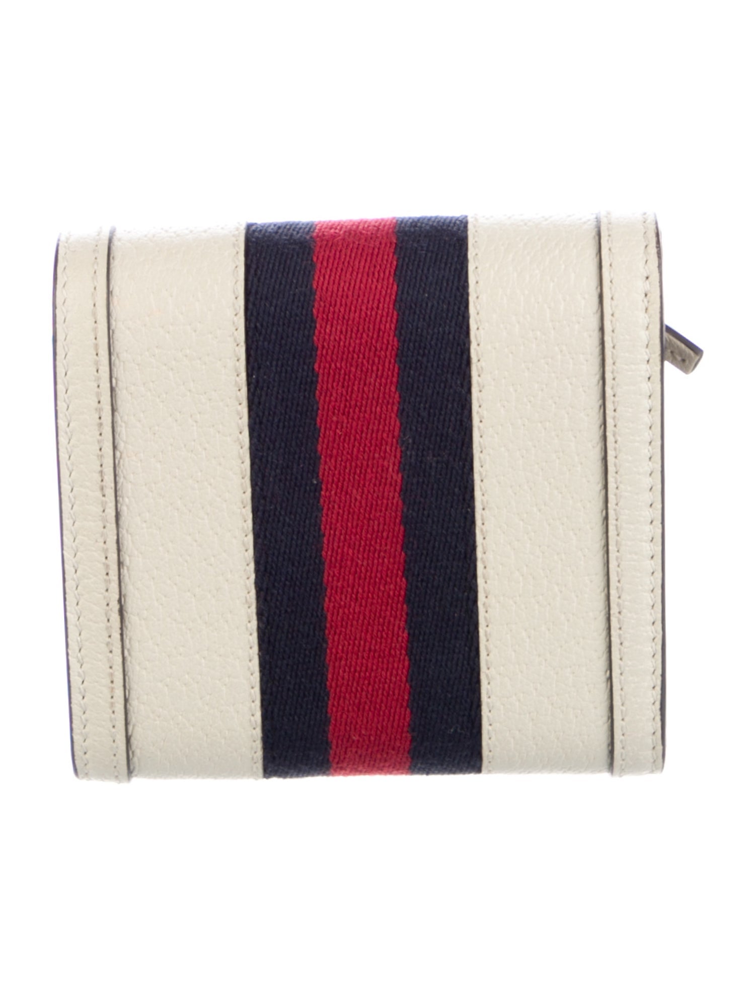 Gucci Web Accent Leather Compact Wallet