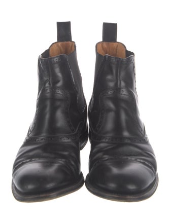 Gucci Web Accent Leather Chelsea Boots