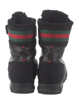 Gucci Web Accent Leather Hiking Boots