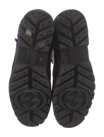 Gucci Web Accent Leather Hiking Boots