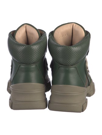 Gucci Leather Colorblock Pattern Hiking Boots