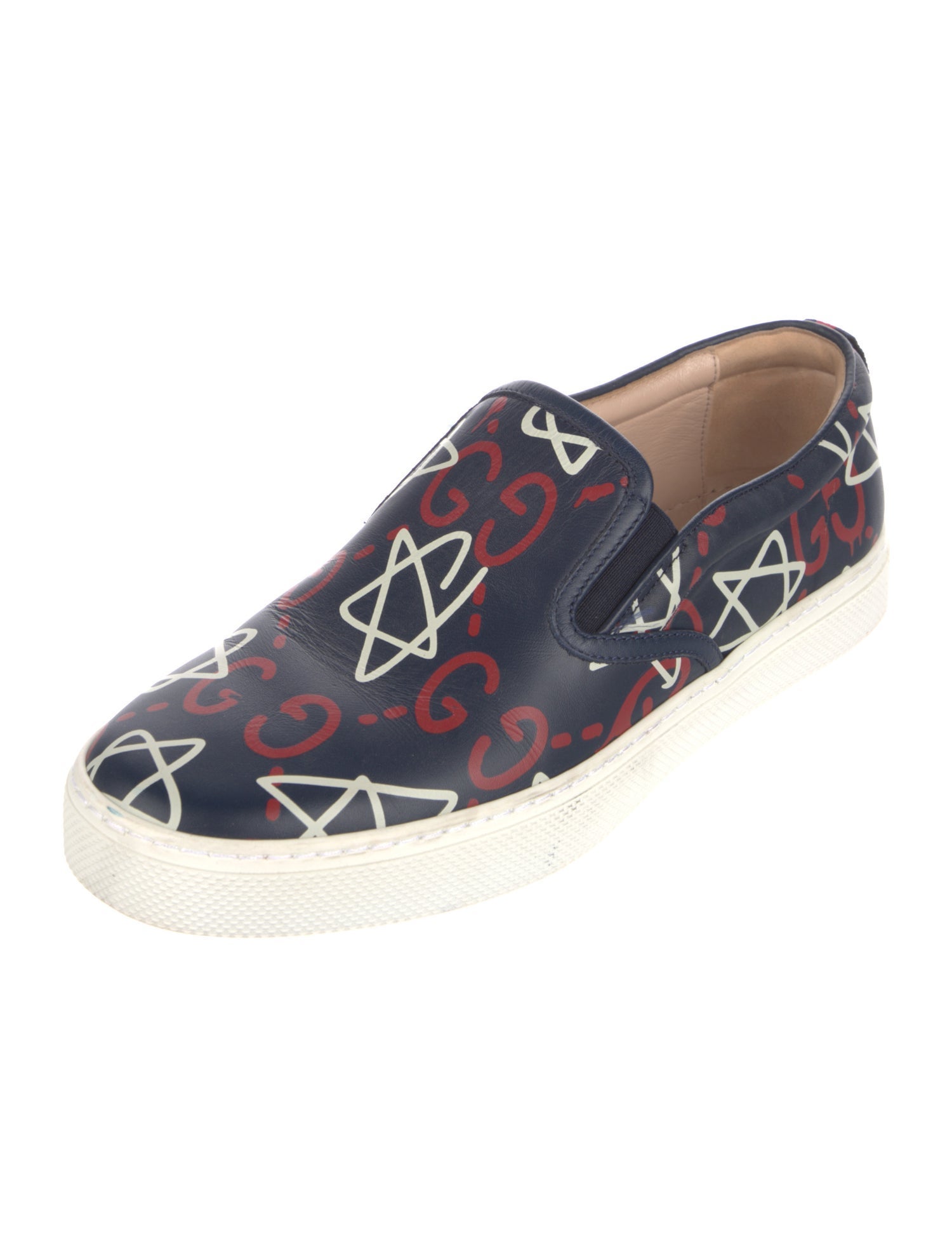 Gucci Leather Printed Slippers