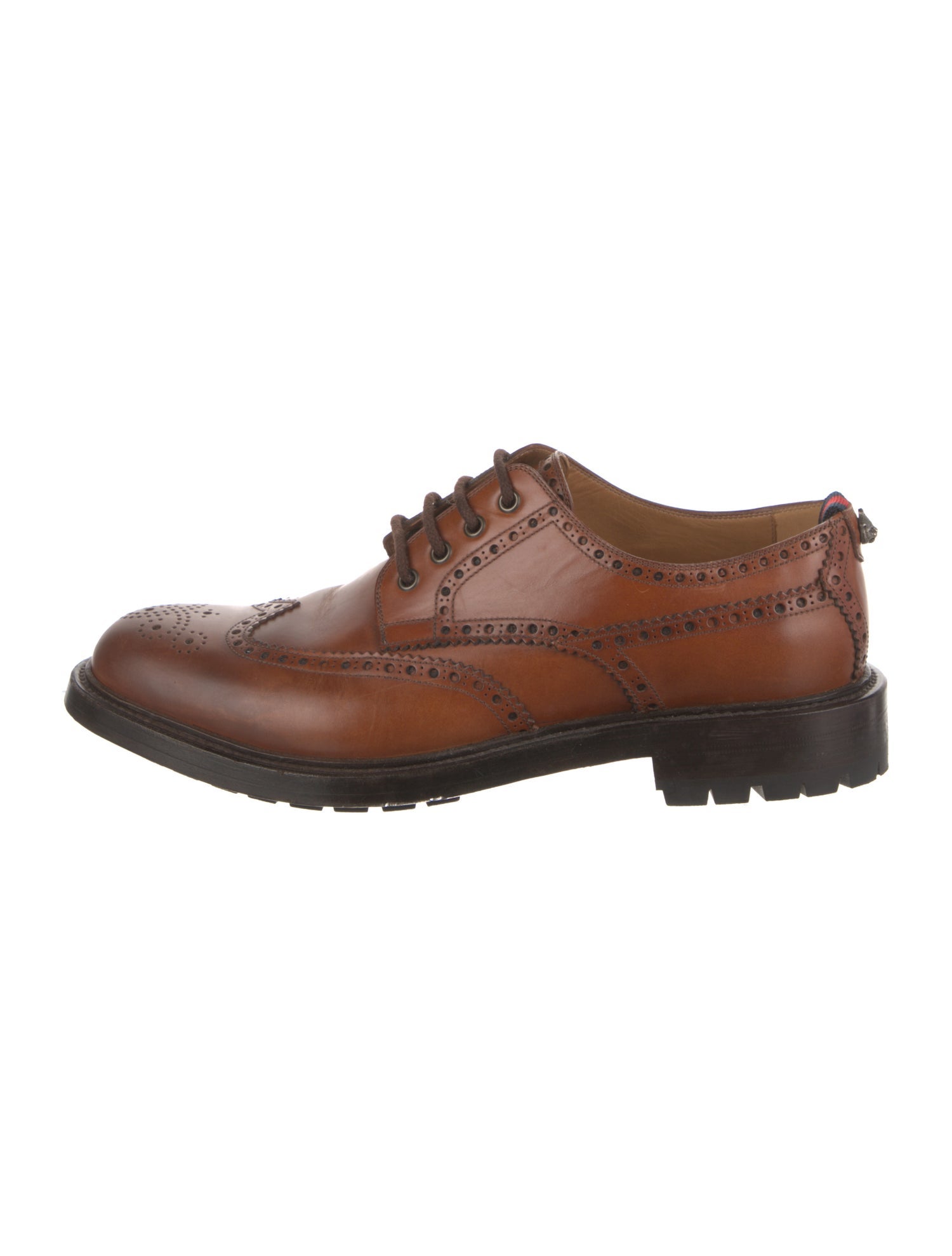 Gucci Web Accent Leather Derby Shoes