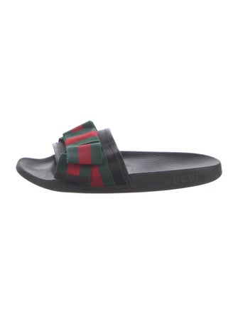 Gucci Web Accent Leather Slides