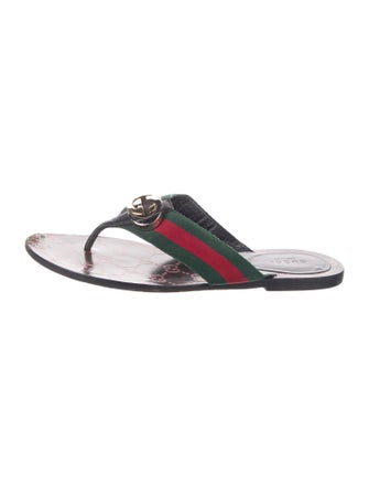 Gucci Kika Web Accent Flip Flops