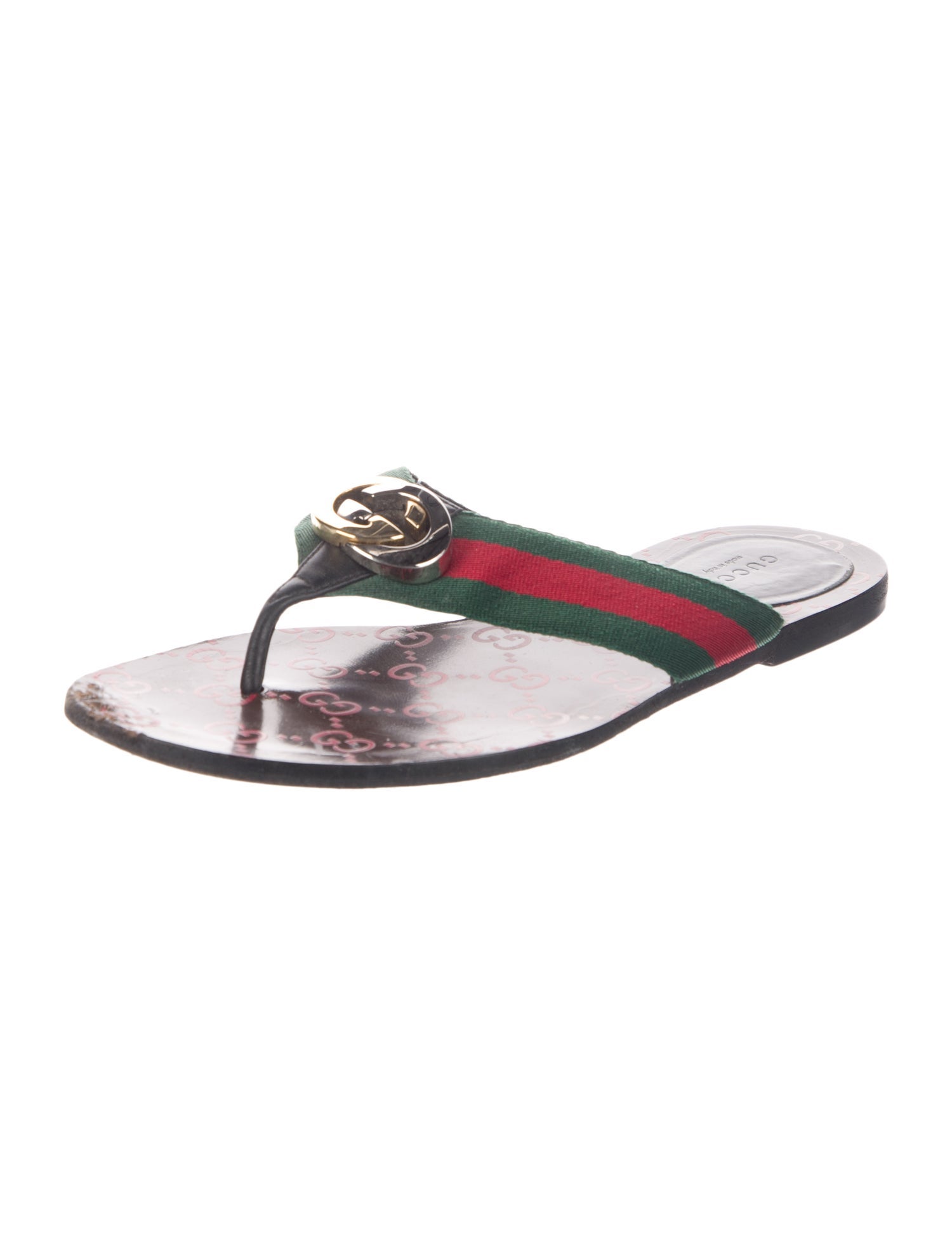Gucci Kika Web Accent Flip Flops