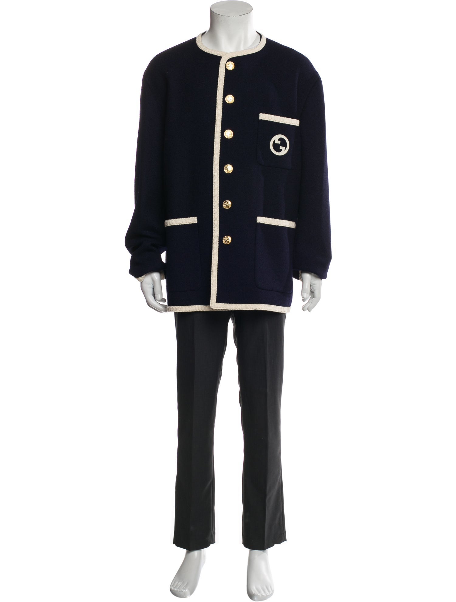 Veronique Branquinho Mandarin Collar Patch Jacket - Grey