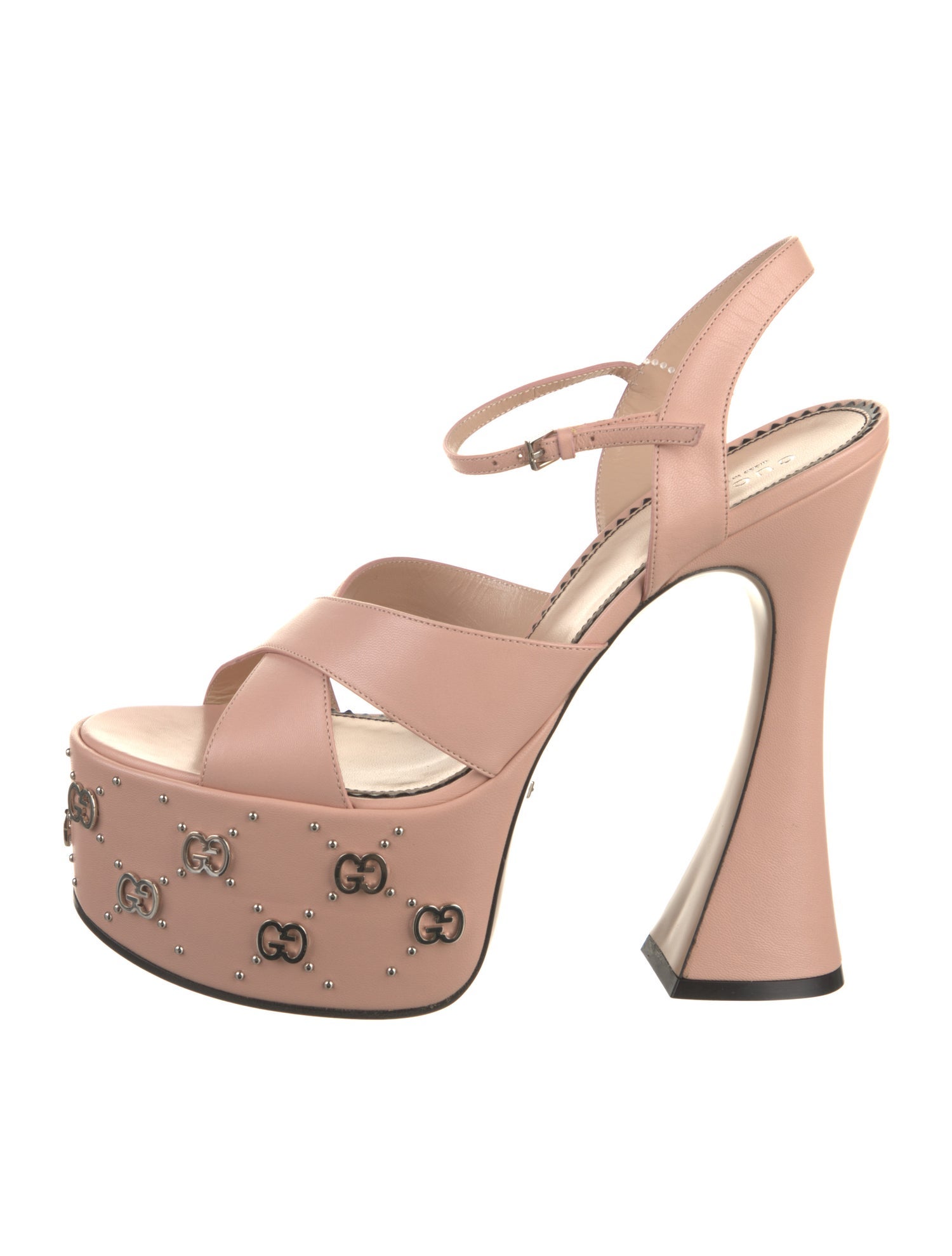 Gucci Leather Studded Accents Slingback Sandals