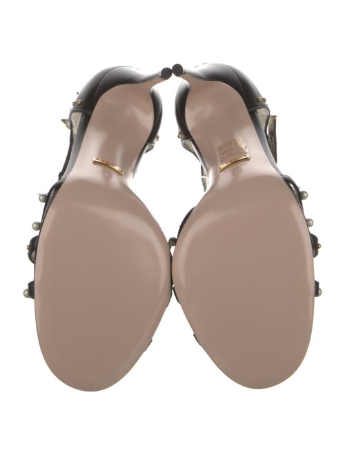 Gucci Leather Floral Print T-Strap Sandals