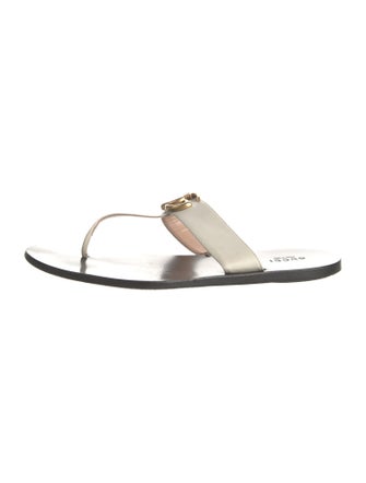 Gucci Running GG Logo Leather Flip Flops
