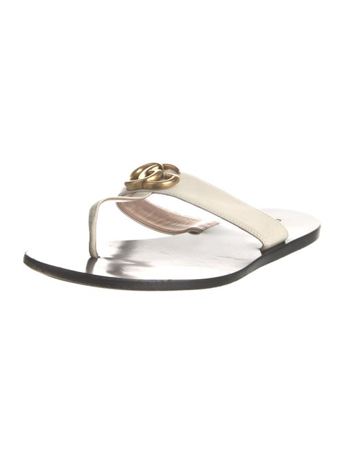 Gucci Running GG Logo Leather Flip Flops