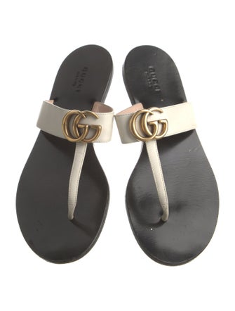 Gucci Running GG Logo Leather Flip Flops