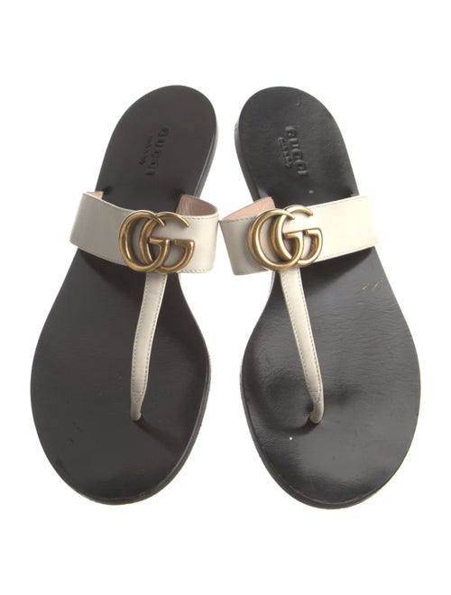 Gucci Running GG Logo Leather Flip Flops
