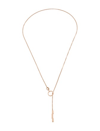 Gucci 18K Logo Bar Lariat Necklace