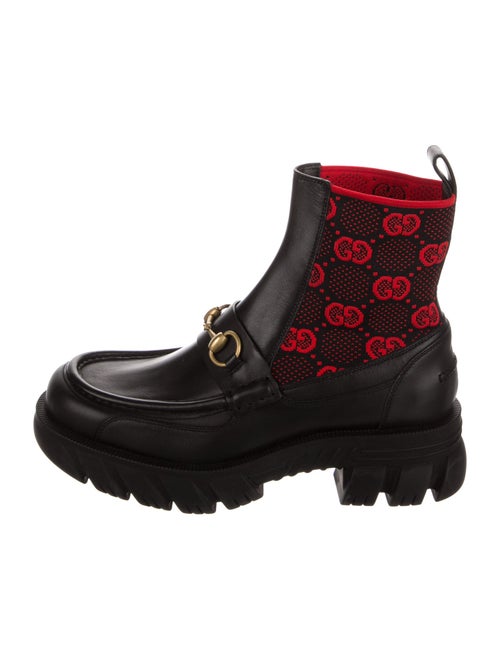 Gucci Leather Printed Combat Boots
