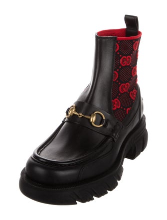 Gucci Leather Printed Combat Boots