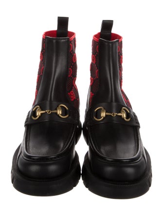 Gucci Leather Printed Combat Boots