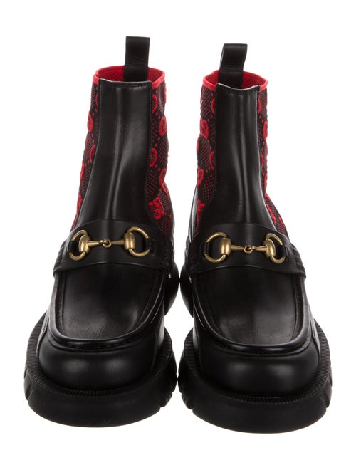 Gucci Leather Printed Combat Boots