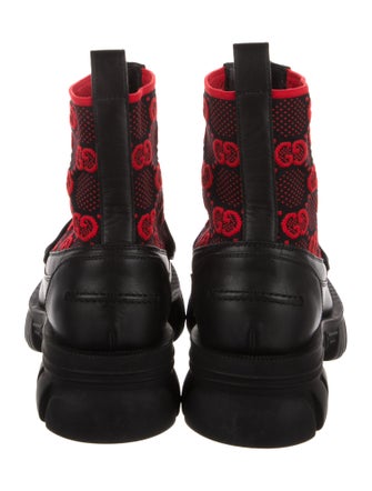 Gucci Leather Printed Combat Boots
