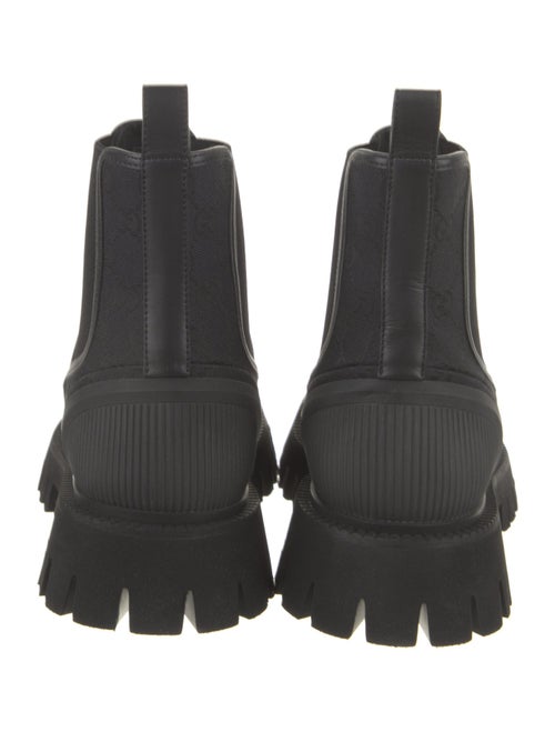 Gucci Canvas Leather Trim Embellishment Chelsea Boots