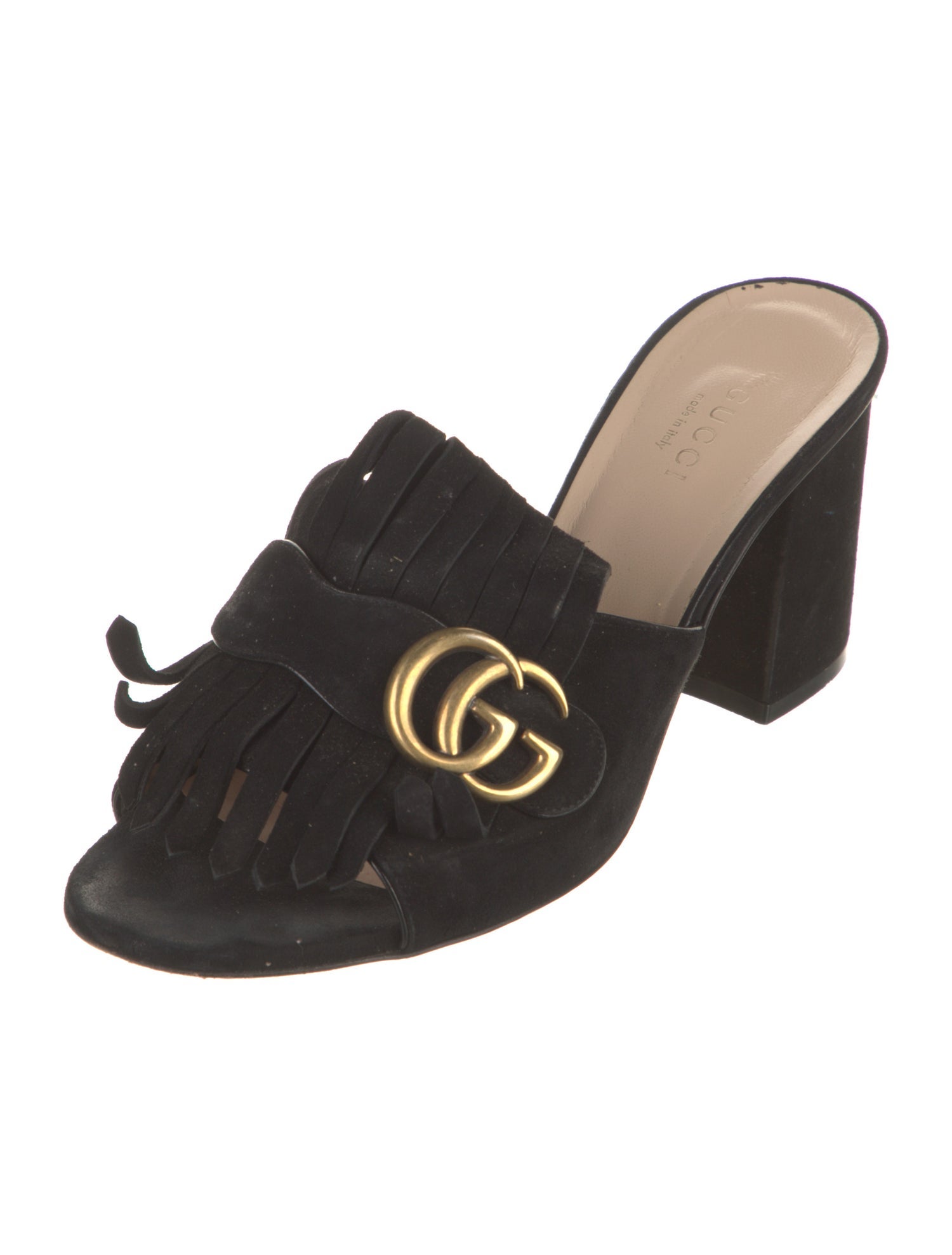 Gucci Double G Logo Suede Slides