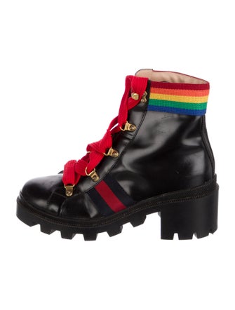 Gucci Trip Sylvie Web Accent Combat Boots