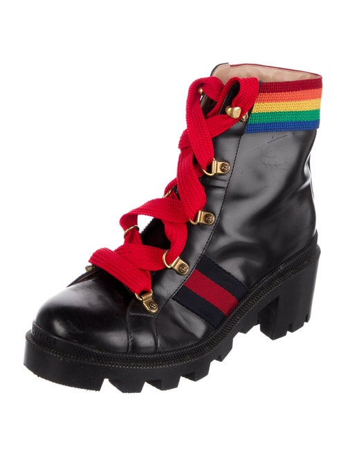 Gucci Trip Sylvie Web Accent Combat Boots