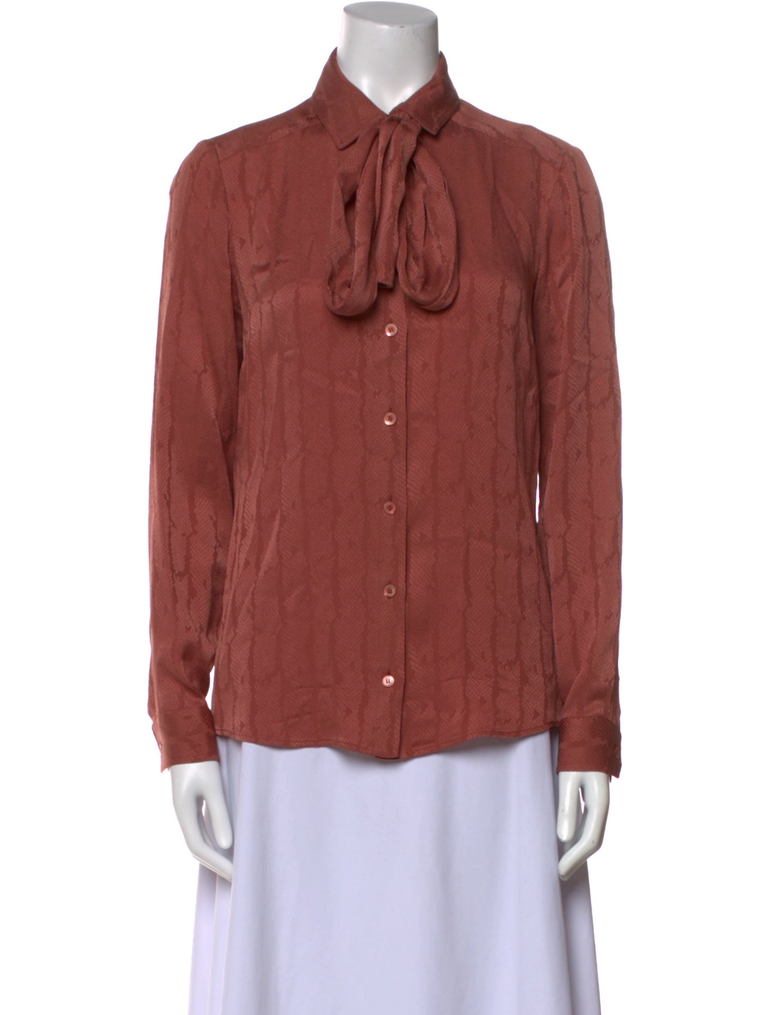 Gucci Silk Long Sleeve Button-Up Top