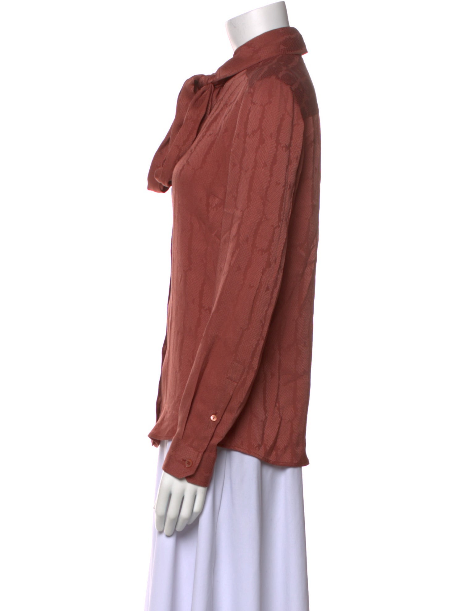 Gucci Silk Long Sleeve Button-Up Top