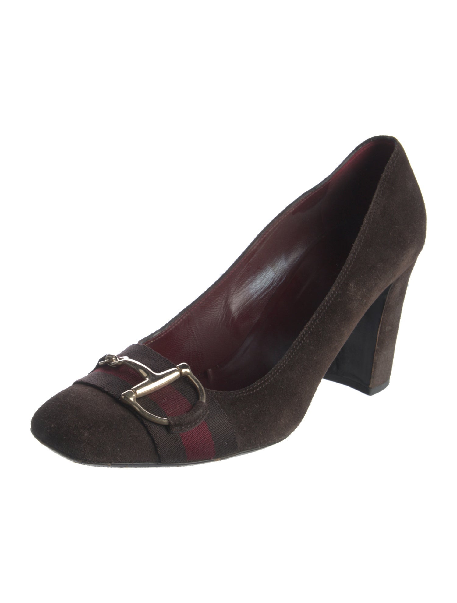 Gucci Web Accent Suede Pumps