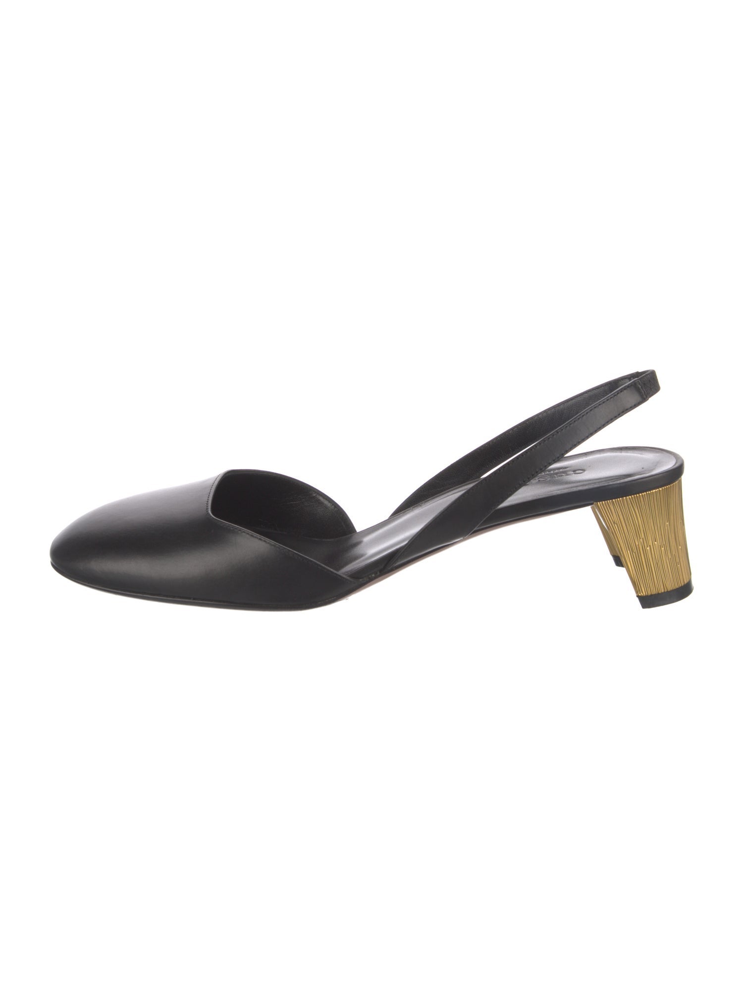 Gucci Leather Crystal Embellishments Slingback Pumps