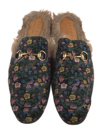 Gucci Horsebit Accent Printed Slippers
