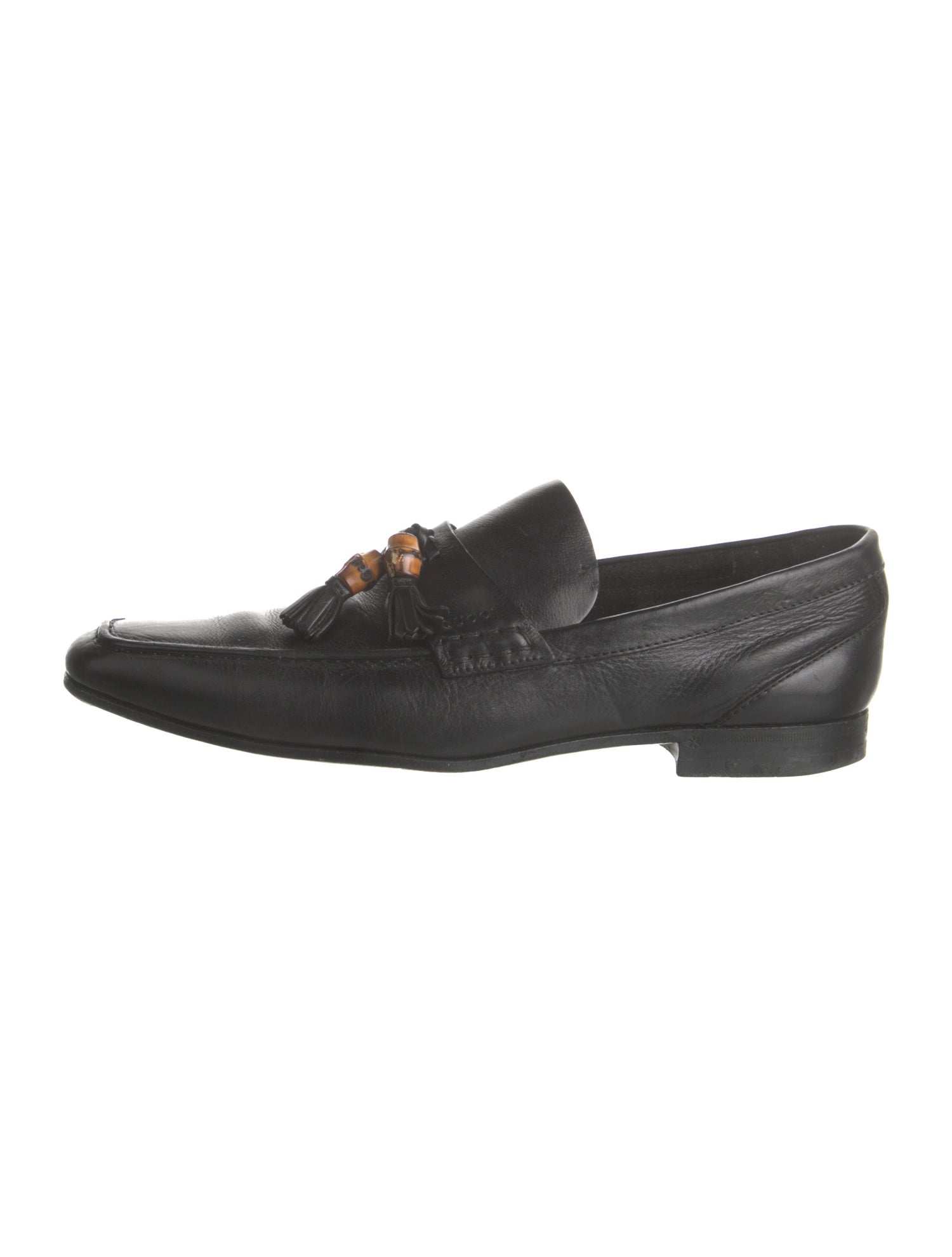 Gucci Bamboo Accent Leather Loafers