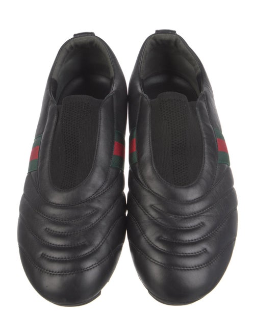 Gucci Web Accent Leather Loafers
