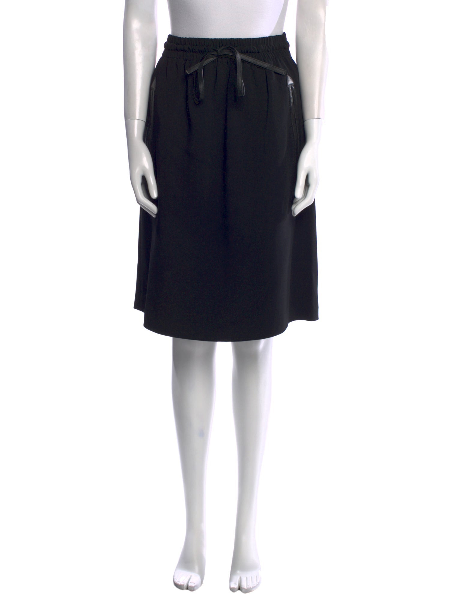 Gucci Leather Trim Embellishment Knee-Length Skirt