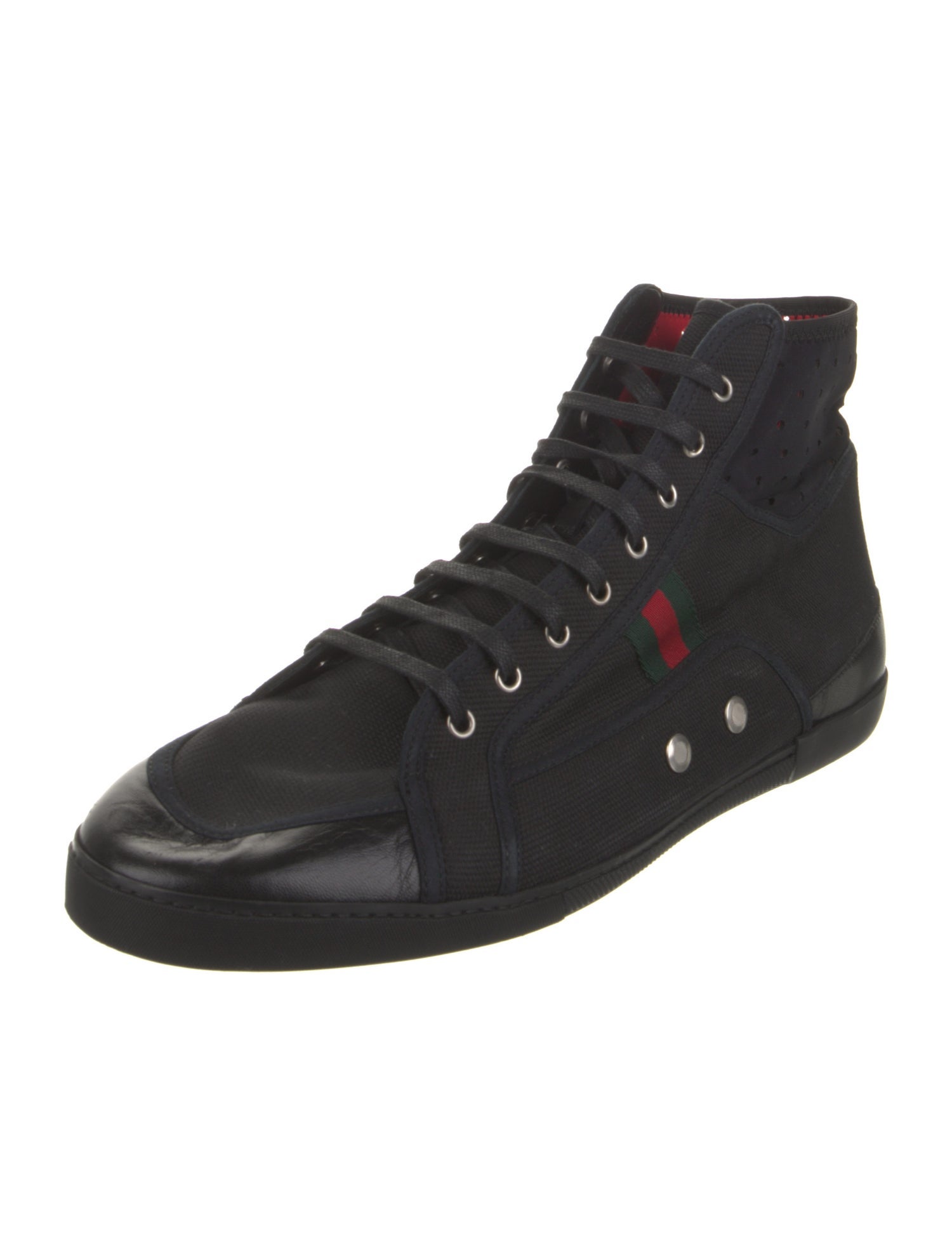 Gucci Web Accent Leather Sneakers