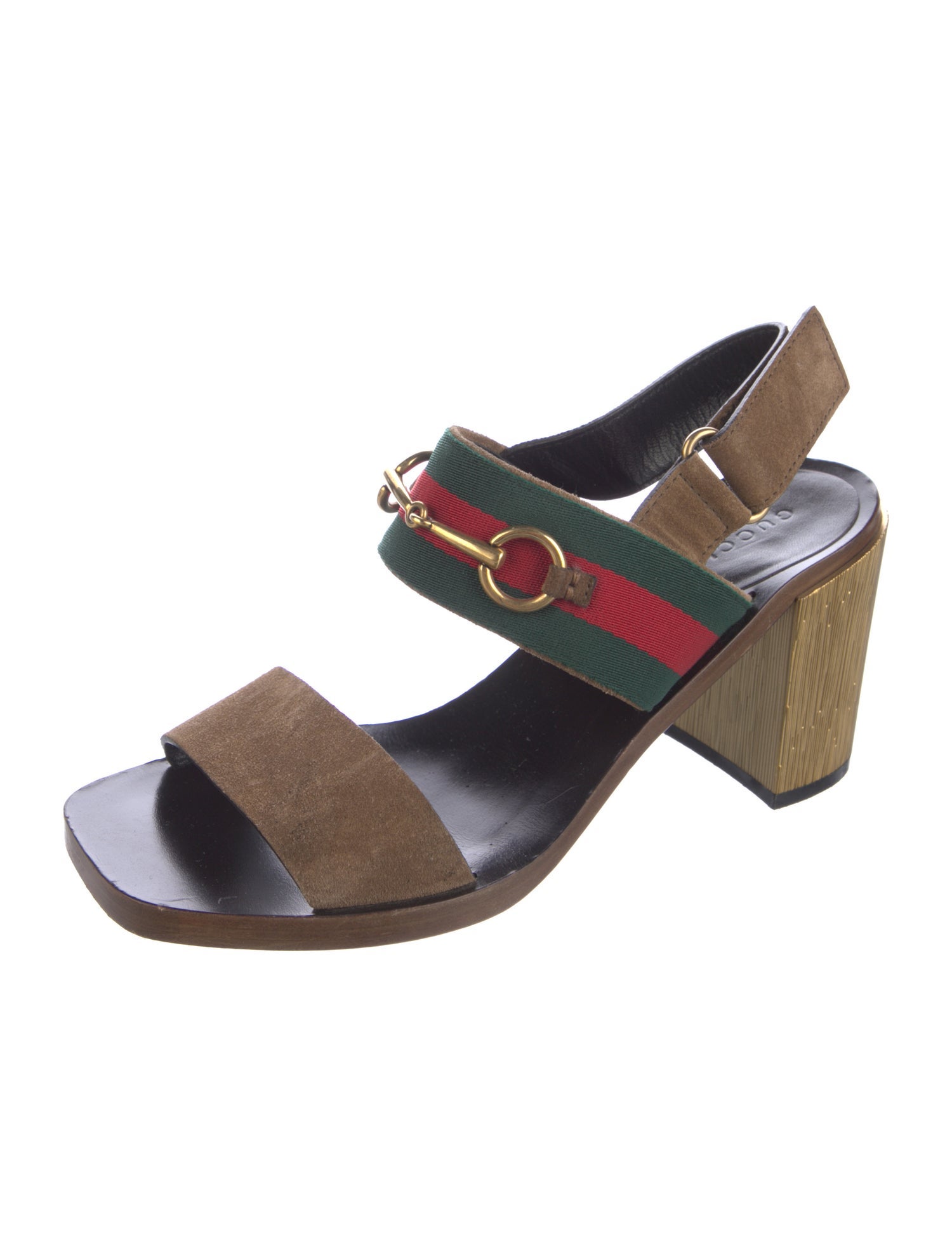 Gucci Web Accent Suede Slingback Sandals