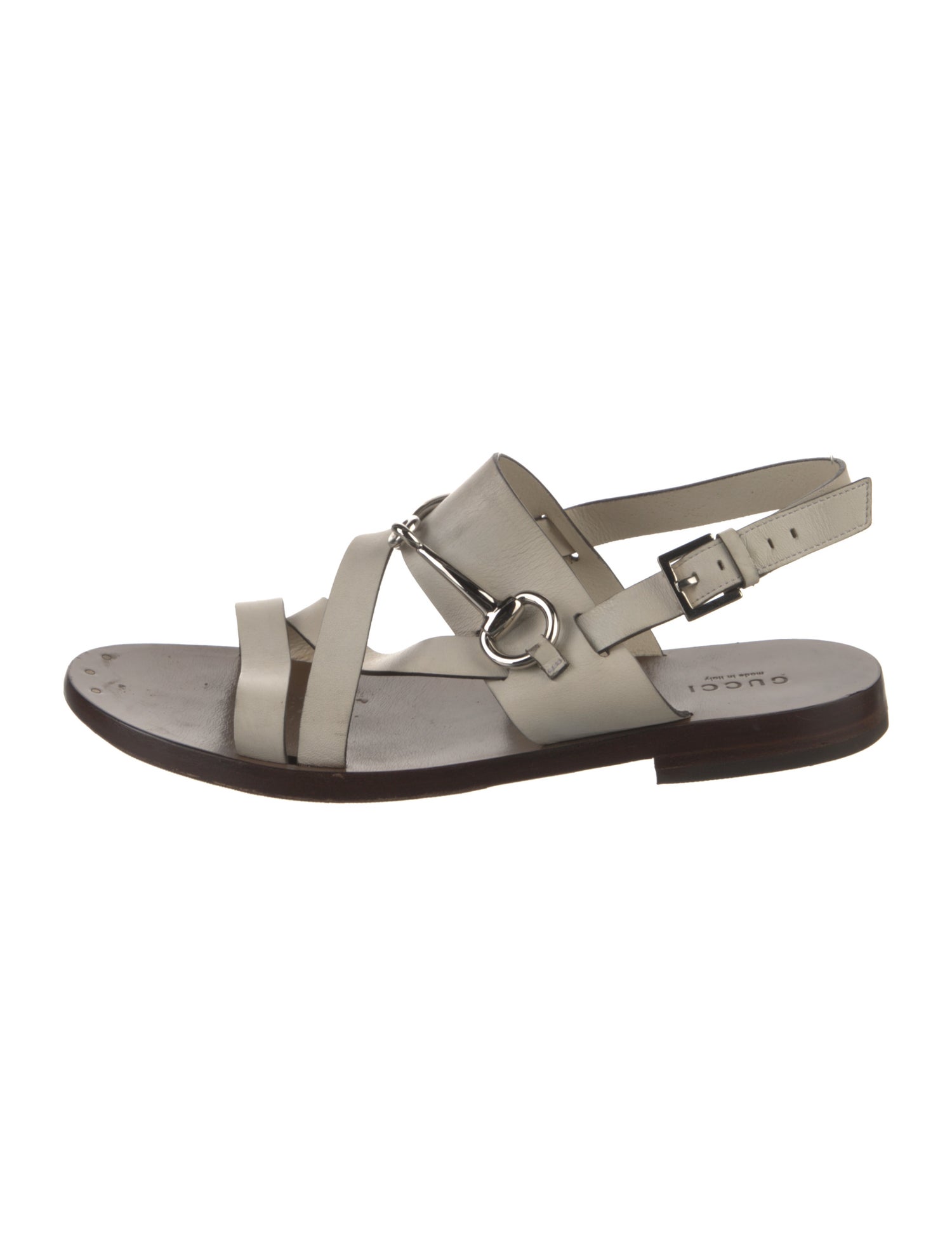 Gucci Horsebit Accent Leather Slingback Sandals
