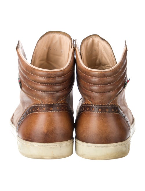 Gucci Sylvie Web Accent Leather Lace-Up Boots