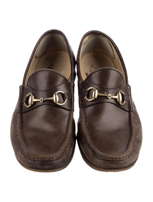 Gucci Web Accent Leather Loafers